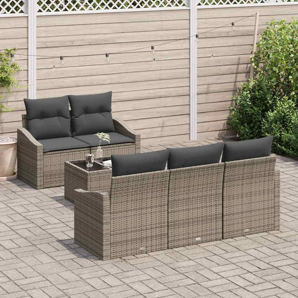 Garten-Sofa-Set mit Kissen 6 pcs Grau 55 x 55 x 37 cm